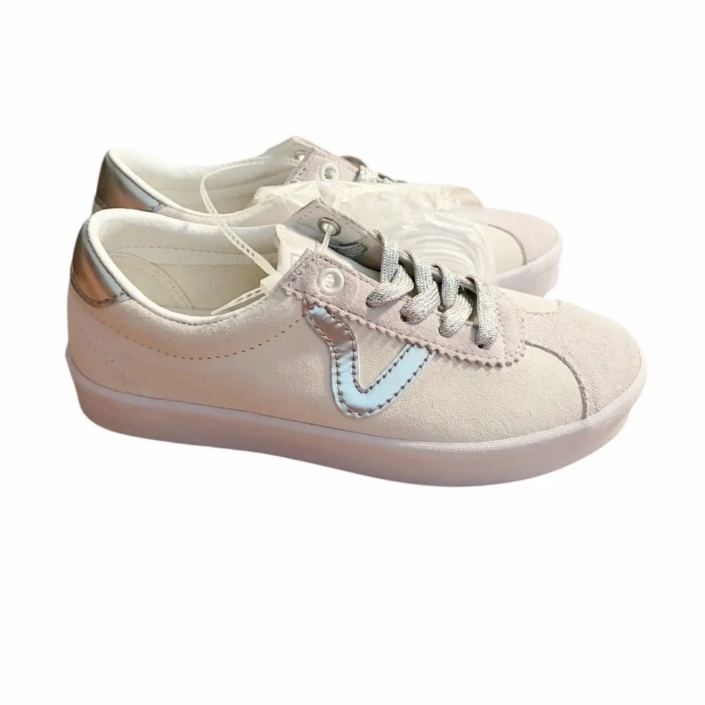 Vans Metallic Silver White Sport Low‎ Sneaker Unisex Women 5